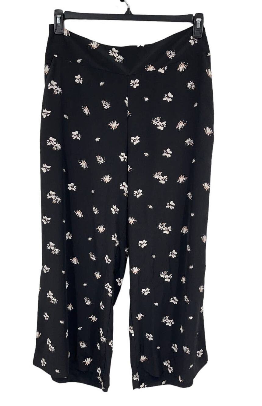 Gibsonlook pants Smocked waist wide leg pants floral black size XXL
